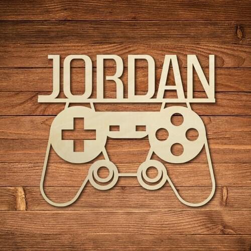 Personalized Gamers Room Decor Wooden Wall Sign Rustic Video Game Controller Room Sign Gamepad Custom Wood Sign With Kids Name
