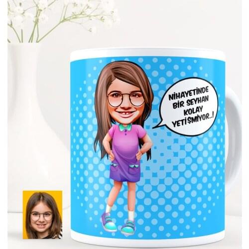 Personalized Easy Grow Female Child Caricature Of White Mug cup-5
