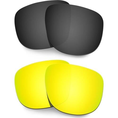 HKUCO Polarized Replacement Lenses For Holbrook R Sunglasses Black/Gold 2 Pairs