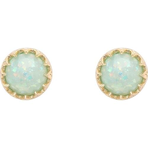 UFOORO stud Earrings Fashion light green Fresh spring round shape opal Earrings For Women Style Girl jewelry gift Christmas