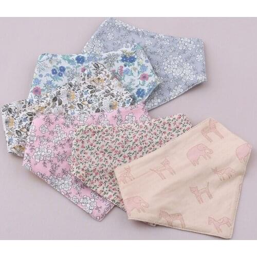 K1KC Baby Feeding Drool Bib Double Sided Snap Button Saliva Towel Triangle Burp Cloth