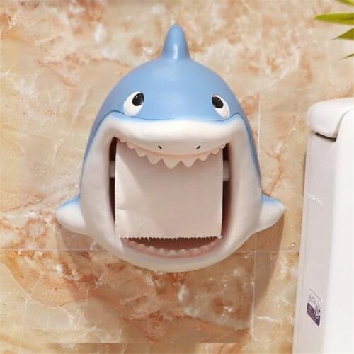 Resin Simple Style Shark Seal Roll Holders Paper Towel Dispenser Toilet Bathroom Shelf Holder Hook Punch free Bath Towel Holder