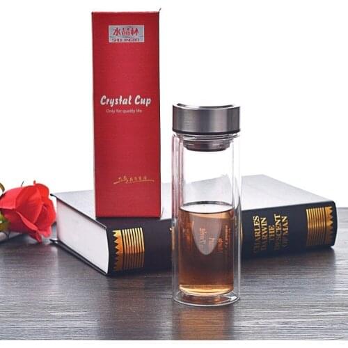 Glass Bottle Double Insulated DIY Stainless Steel Tea Filter Tea Strainers Kettle Thermal Glass Cups Healthy Tea Cup Mugs