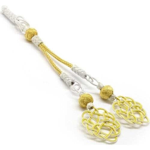 Tesbihane Yellow-White Color 1000 Sterling Silver 2li Kazaz Tassel