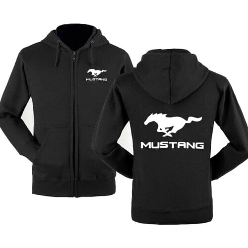 NEW Fashion Mustang Car Logo Sweatshirt Hoodies Men Hoody Spring Autumn Fleece Cotton Zipper Jacket Male Clothing