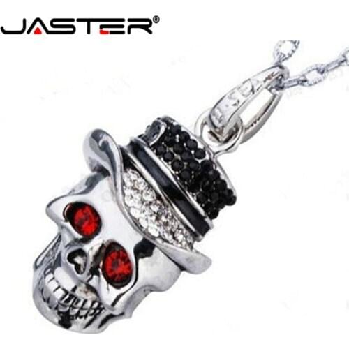 JASTER Cool real crystal skull head usb flash Drive 4G 8G 16G 32G 64G USB 2.0 Card Memory Stick Drive u disk