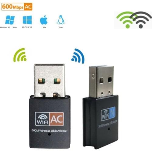 600Mbps USB WiFi Adapter 2.4GHz 5GHz Wireless Dual Band Receiver 802.11b/n/g/ac Mini Computer Network Card Vedio Adapter