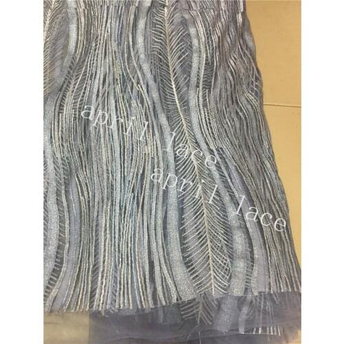 Stock F018# 5yards/BAG grey blue french embroidery net tulle mesh lace for sawing/wedding/occasion