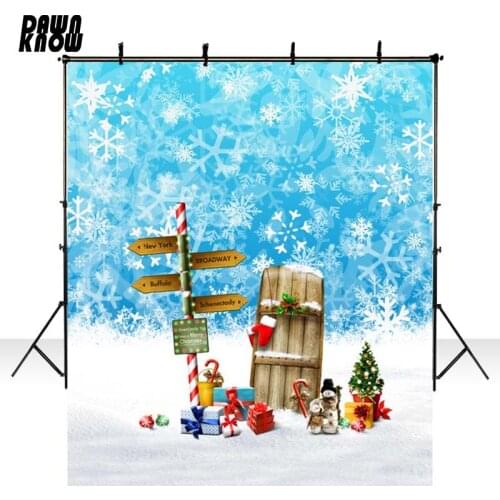 DAWNKNOW Snowfield Vinyl Photography Background For Baby Blue Snowflake Photo Shoot Backdrop For Christmas Photo Studio L841