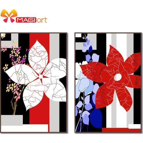 Cross stitch kits Embroidery needlework sets 11CT water soluble canvas patterns 14CT Mordern style papercut flowers-NCMF082