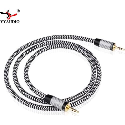 YYAUDIO silver plated 7N OCC braid 3.5MM audio cable hifi record cable AUX Cable 3.5MM Stereo Cable