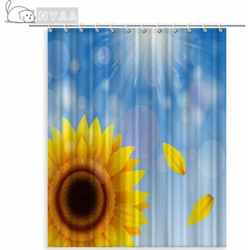 3D Flower Sunflower Shower Curtain For Bathroom Eco-Friendly Shower Curtains Polyester Bath Curtain Modern Accessory Bathrooms