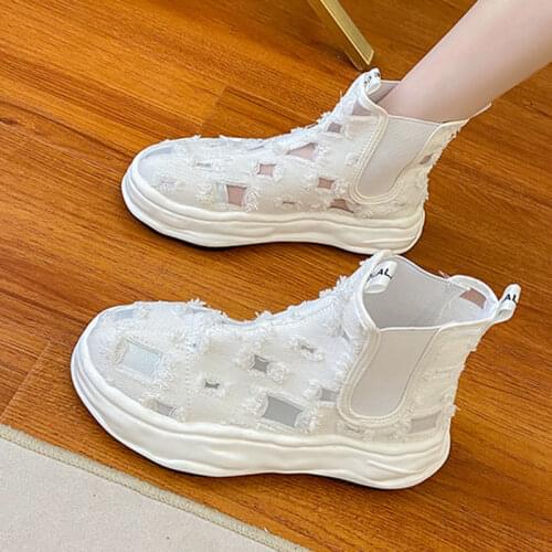 2021 new summer thin hollow out cool short boots womens British thick soles are versatile and breathable