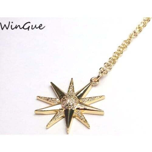 Gold Color Star Necklaces for Women Crystal Micro Pave CZ Necklaces Pendants With Stone Rhinestone Fashion Jewelry