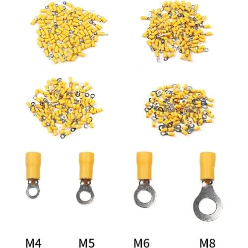 100PCS Insulated Crimp Terminal Yellow RV5.5-4/ RV5.5-5/ RV5.5-6/ RV5.5-8 Wire Connector Electrical Ring Cable Wire Connector