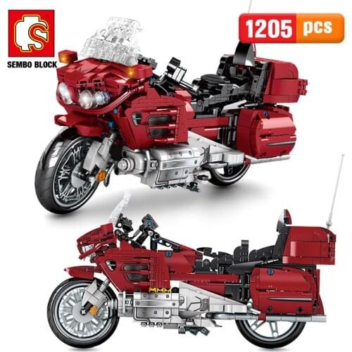 SEMBO 1205Pcs Technical Racing Bicycle Model Building Blocks DIY City Champions Off-Road Motorcycle MOC Bricks Toys Children
