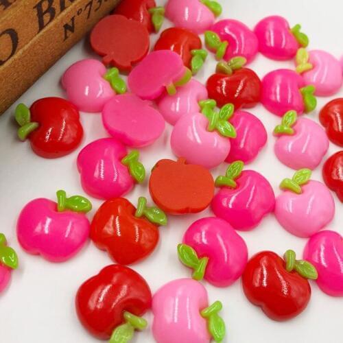 20pcs Resin Mix Color Apple Flatback Button Craft Appliques For Christmas Eve