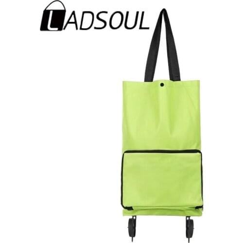 2021 New Wheel Shopping Bag Portable Tug Oxford Cloth Bag Household Supermarket Shopping Cart Vegetables Trolley Reusable Bag