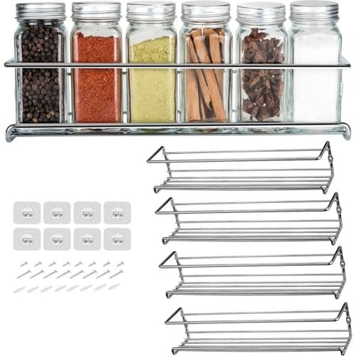 4/2Pcs Pack Kitchen Organizer Wall Mount Spice Rack Single Tier Hanging Shelf Organizer Spice Racks To Store Jars Kitchen Items