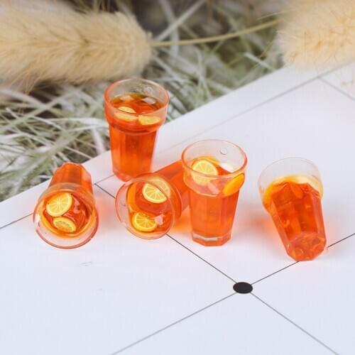 5Pcs 1:12 Dollhouse Miniature Food Lemon Tea Cups Doll House Drinks Model Toy