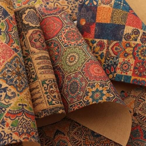 50 * 135cm 0.5mm synthetic cork leather fabric natural wood grain cloth geometric DIY handmade luggage home textile decoration