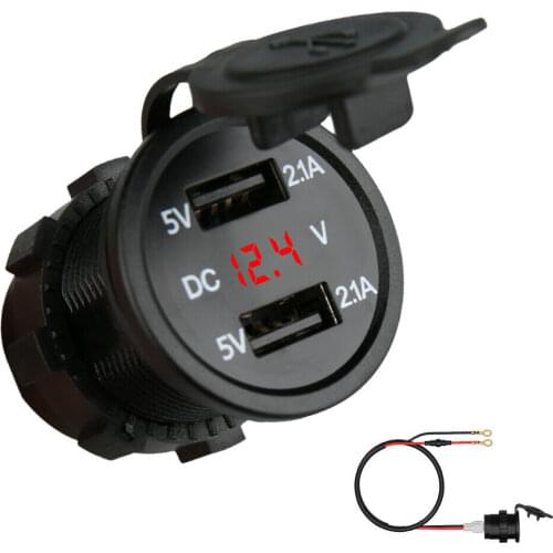 Quick Charge 3.0 Dual Usb Charger Waterproof Socket Power Outlet Fast Charge With Led Voltmeter For 12v 24v Car Boat