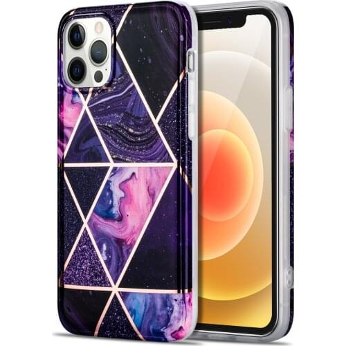 For iPhone 12 Pro Max Case Marble Slim Fit Bling Glitter Sparkle Bumper Foil Stripe Thin Cute Design Glossy Finish Soft TPU