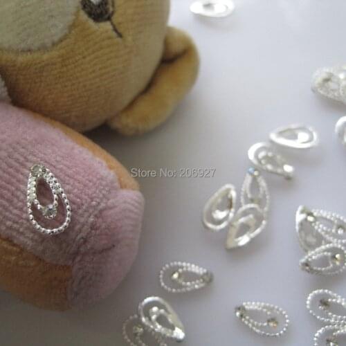 MD-607 10pcs Fancy Rhinestone Silver Drop Deco Metal Charms Metal Deco Charms Nail Art