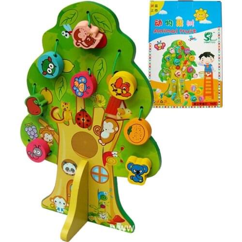 Kids Educational Toys Lacing Animal truit Wooden Puzzles for Children Toddler Early Education Teaching Development