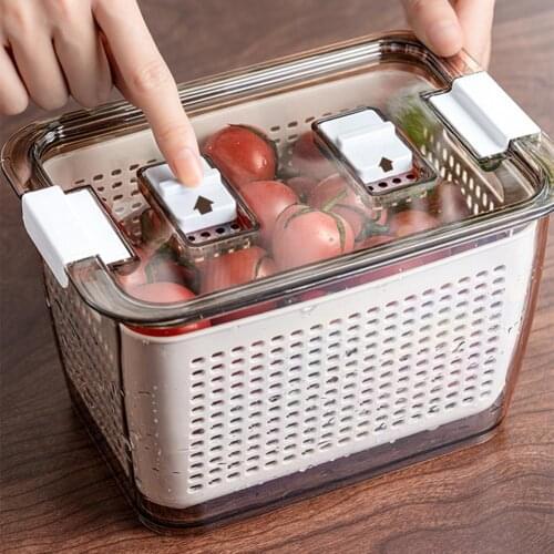Drain Basket Double-layer with Lid Plastic Food Grade Strainer Box for Home