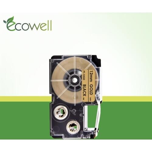 Ecowell 1pcs 12mm XR-12GD XR12GD label tape compatible for Casio label maker KL-60 KL-120 KL-100 KL-200 KL-300 KL-820 KL-60SR