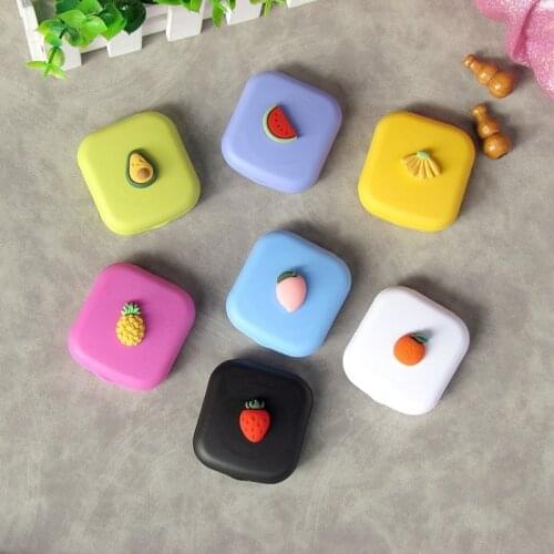 2020 Cute Girl Fruit Contact Lens Case Box With Mirror Women Mini Square Lovely Eyes Contact Lens Container Box Bag Travel Kit
