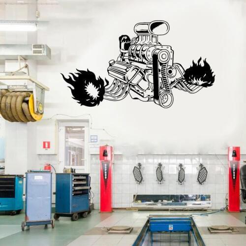 Engine Repair Service Mechanism Garage Wall Sticker Vinyl Interior House Home Decor Decals Removable Self Adhesive Mural 4037