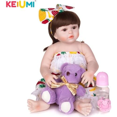 KEIUMI New DIY Reborn Baby Dolls 23 Inch Waterproof Full Silicone Vinyl Baby Reborn Menina 57 CM Toys Gift To Child Birthday