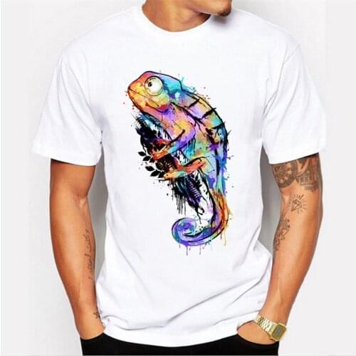 Papertiger Classic White T-shirt Fashion Colorful Cartoon Lizard Print T-shirt