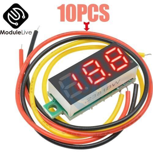 10PCS Red Color 0.28 inch 3 Bits 3 Digits Wire Mini DC Digital Panel Voltmeter Panel Mount 0.28 Inch LED Voltage Meter Tester