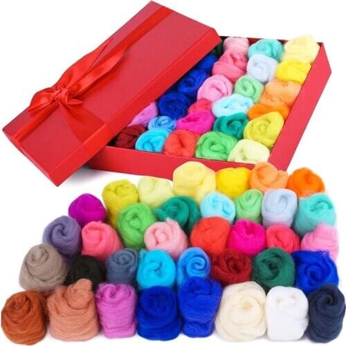 LMDZ 36 Colors Wool Roving,(5g/Color) Wool Roving for Needle Felting, Needle Felting Wool with Gift Box, Fibre Wool Yarn Roving