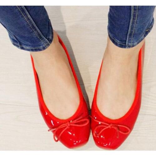 Sweet Bowtied square toe loafers pregnant flats designer japanned leather ballerinas shoes ladies work roll-up shoes moccasins