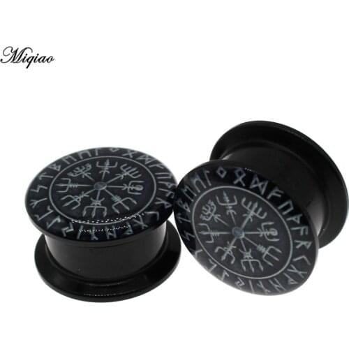 Miqiao 2pcs New Fashion Acrylic Earplug Screw Tunnel Earrings 6mm-25mm Pierced Body Jewelry