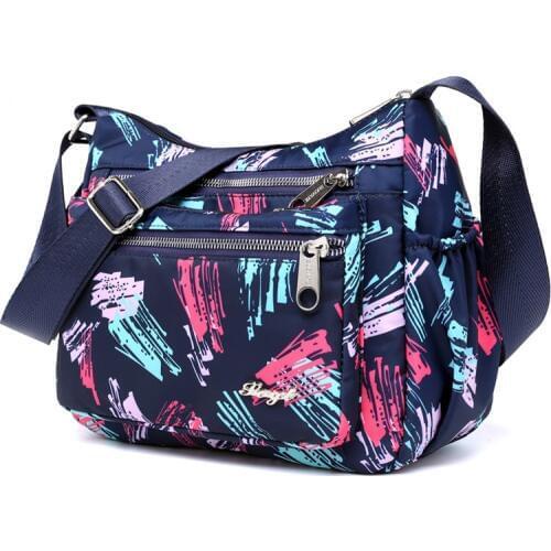 Fashion Floral Pattern Women Shoulder Bag High Quality Waterproof Nylon Handbag Leisure Female Nylon Multi-pocket Messenger Bag
