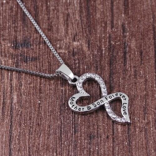 Fashion Europe and America Mothers day Heart-shaped Pendant Necklace"Mother and son forever love"As Mother&Son Gift For your Pe