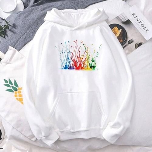 Fashion New Cosmetic Nail polish Print Hoodie Harajuku Aesthetic Hoodies Women Casual Autumn Winter White Pink Tops Sweatshirt