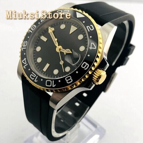 Bliger 40mm mens top GMT mechanical watch sapphire glass ceramic bezel date window luminous waterproof automatic watch