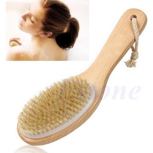 Full Body Natural Bristle Dry Skin Exfoliation Brush Detox Fight Cellulite Tool-S127