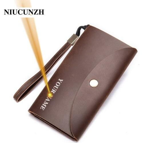 NIUCUNZH RFID Men’s clutch bags for men long custom purses for card holder men’s genuine leather bag for men luxury wrist bag