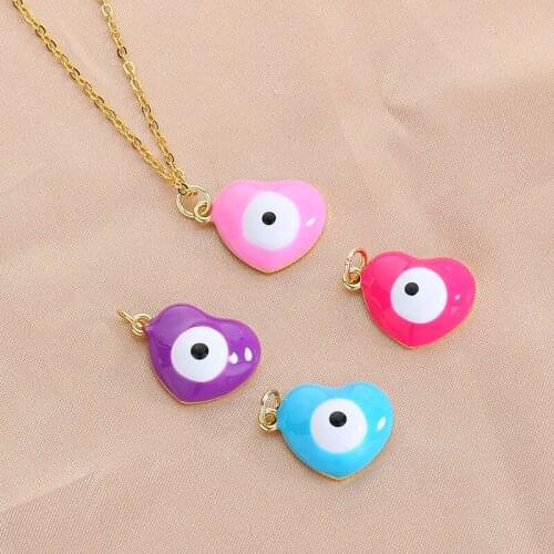2021 New Colorful Colors Fashion Lovely Heart-Shaped Eyes Ladies Pendant Necklace Creative Jewelry Gifts Holiday
