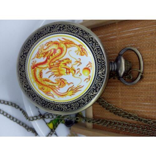 New Hot Sales bronze silver big size Chinese dragon pocket watch necklace pendant women Mens best gift