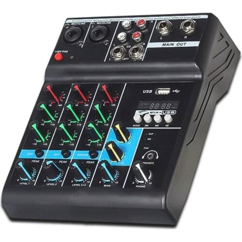 Professional Audio Mixer 4 Channels Bluetooth Sound Mixing Console for Karaoke