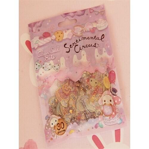 30pcs/pack 3D Shining Crystal Epoxy Stickers Scrapbook Phone Transparent Stickers Cute animals Stationery Decoration