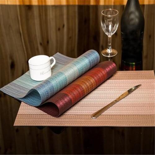 PVC Placemat Insulation Pad Fashion Striped Placemat Rectangle Bowl Dish Table Mat Anti-slip Tableware Kitchen Tools Accessories